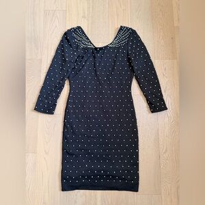 HM Black Studded Sheath Dress with Scoop Neck